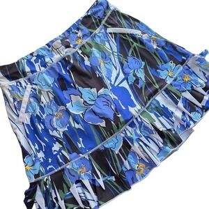 Sofibella Tennis Skort Women Large Blue Floral Pleated Athletic Golf Skirt